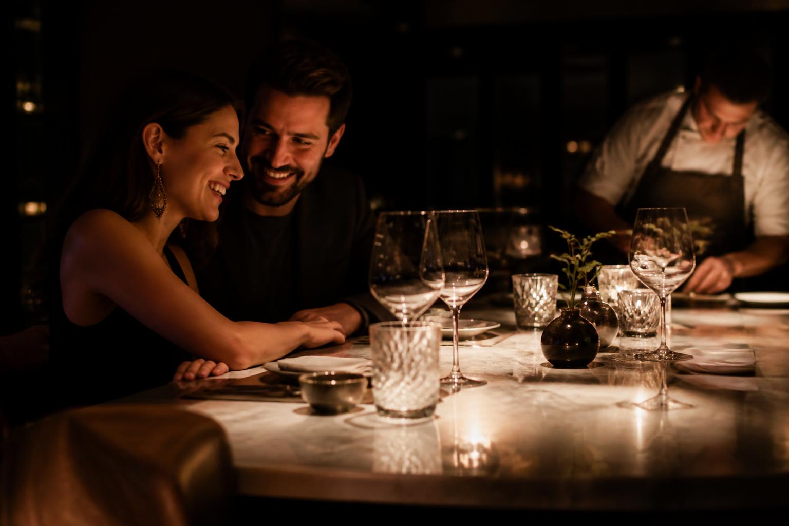 Elegant candlelit fine dining restaurant interior